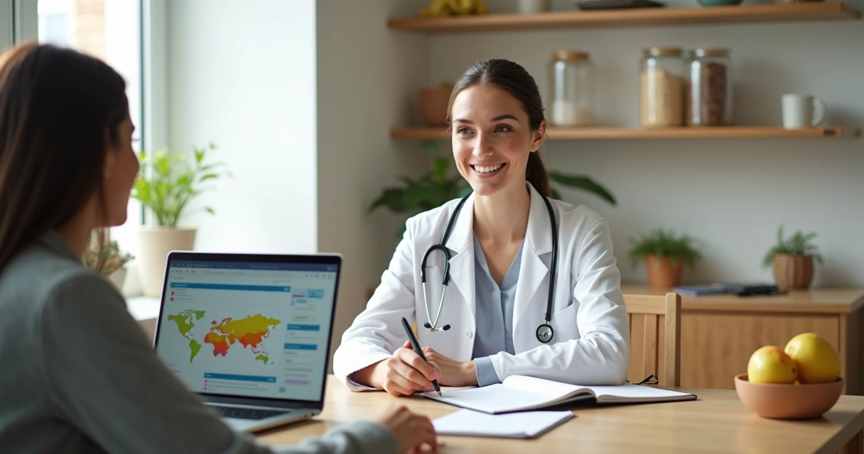 Nutricionista iniciante atendendo primeiro paciente em consultório moderno