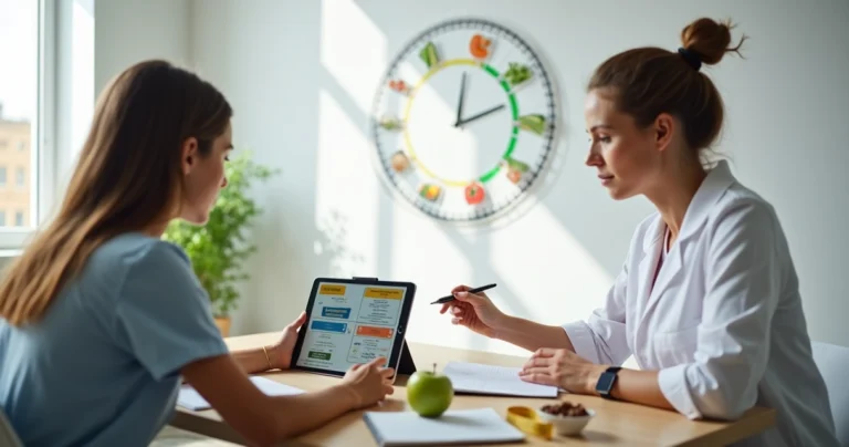 Nutricionista ajustando plano alimentar em função do relógio biológico do paciente
